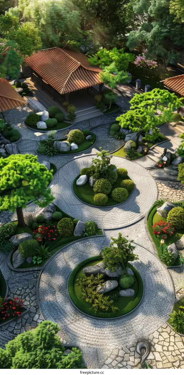 Serene Japanese Garden with Traditional Architecture