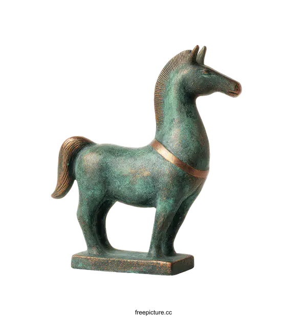 [Transparent Background PNG]Ancient Bronze Horse Figurine Statue