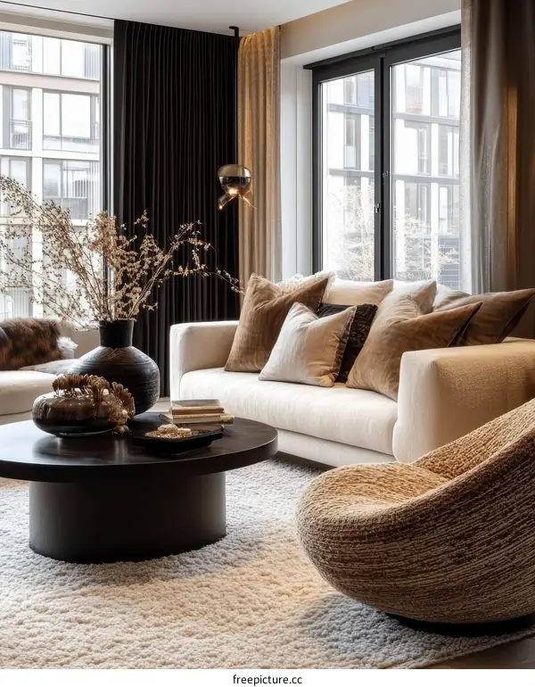 Modern Beige Living Room Interior Design