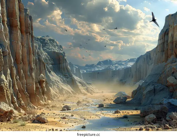 Arid Canyon Landscape with River