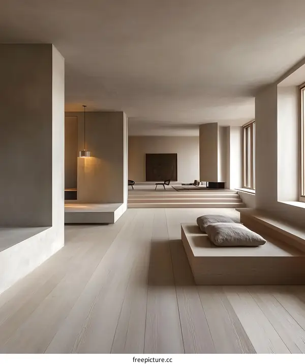 Minimalist Interior Design with Wooden Floor and Natural Light