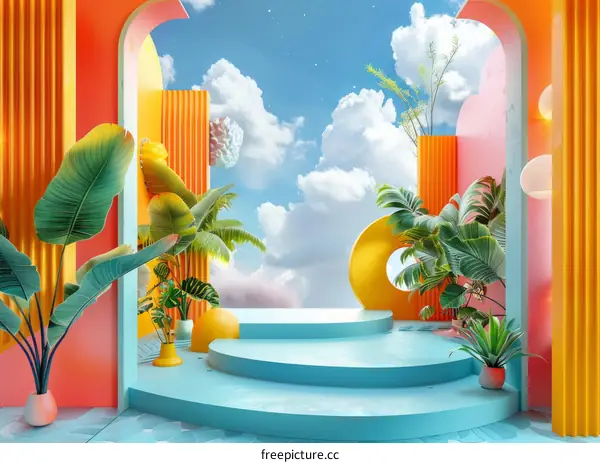 Surreal Tropical Stairway to the Sky