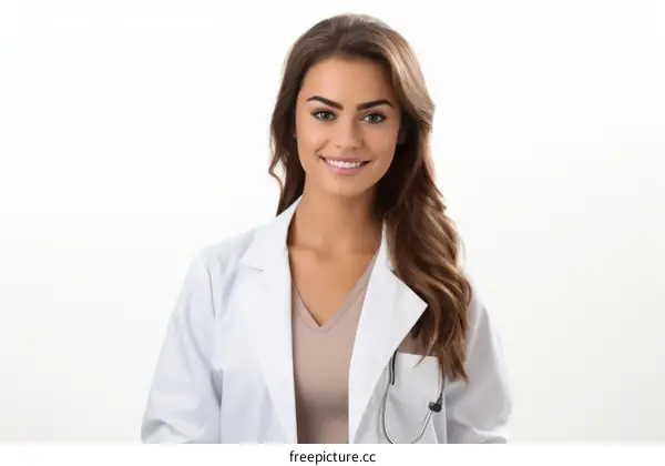 Portrait of a smiling female doctor in a lab coat