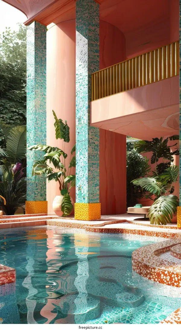 Tropical Oasis with Pink and Turquoise Accents