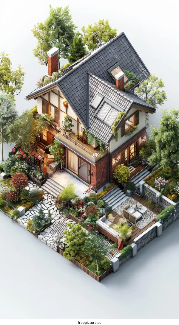 A beautiful house with a garden