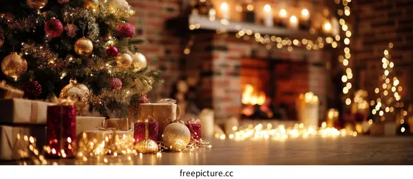 Cozy Christmas Decor by the Fireplace
