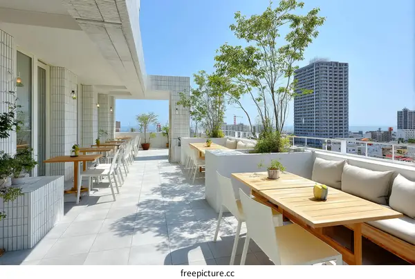 Modern Rooftop Restaurant with City Views