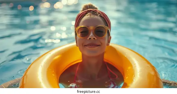 Relaxing in the Pool on a Hot Summer Day