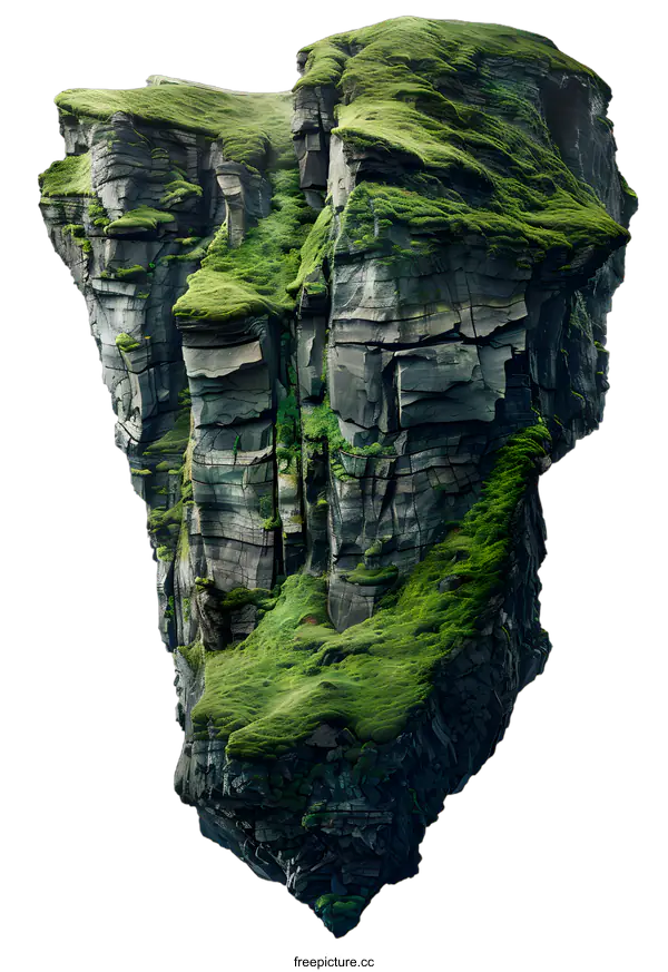 [Transparent Background PNG]Floating Green Island Cliff Landscape