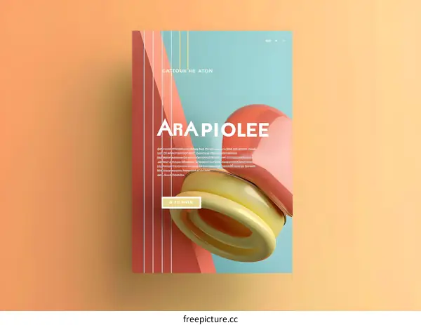 Abstract Geometric Shapes in Yellow and Red on a Blue Background