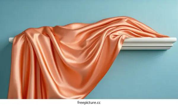 Elegant Peachy Satin Drape on Shelf