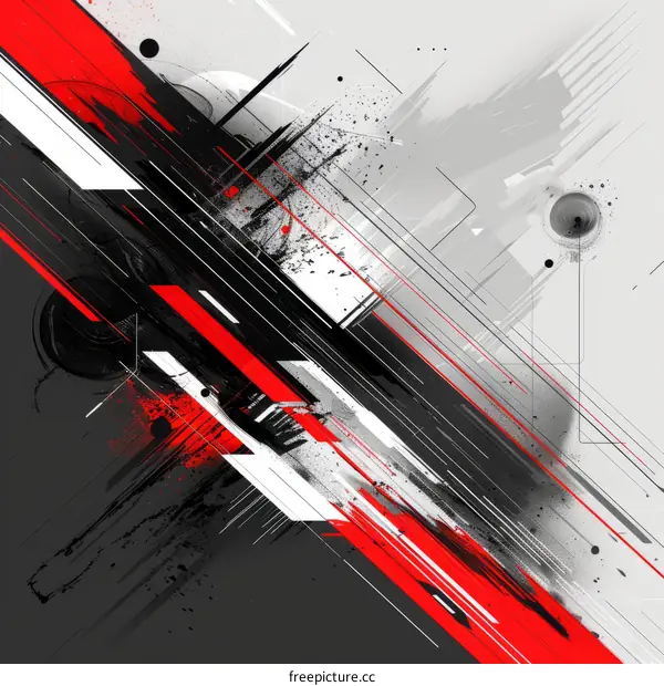 Black red and white abstract painting