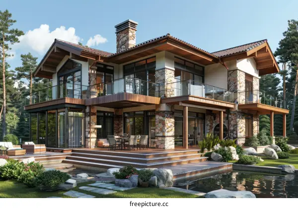 The exterior of a beautiful house with a modern design