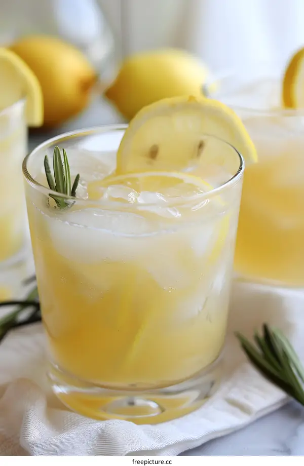 Refreshing Lemon Rosemary Cocktail with Ice
