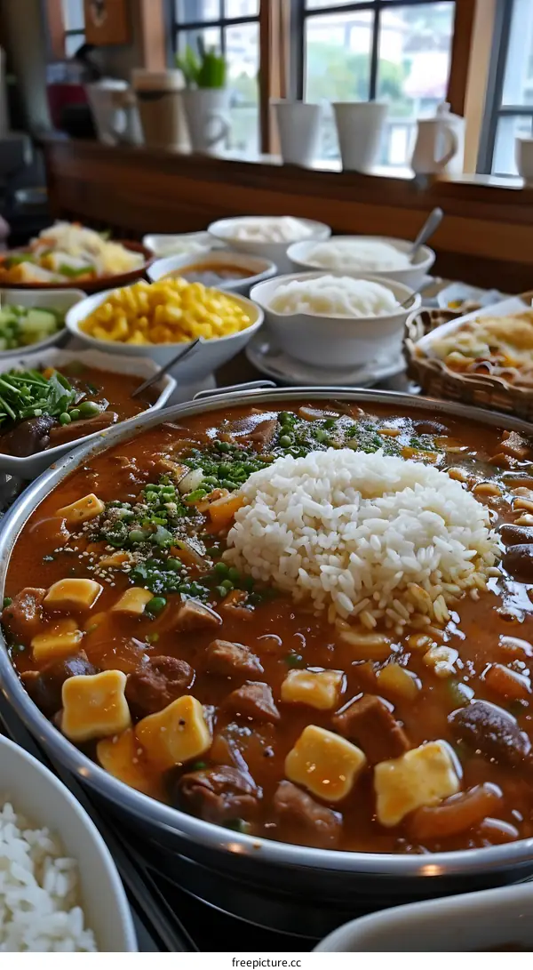 A delicious Taiwanese hot pot with rice