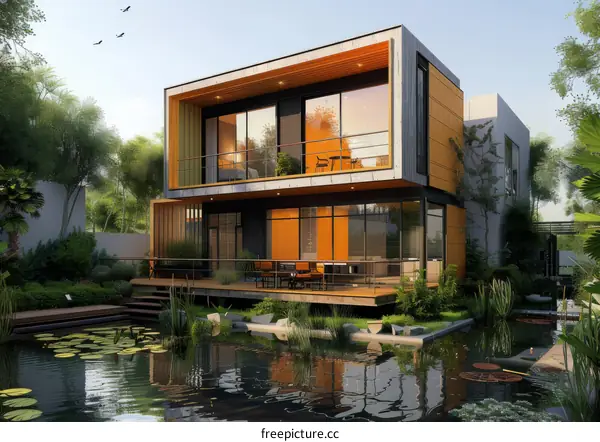 Modern Villa with Pool and Lush Garden