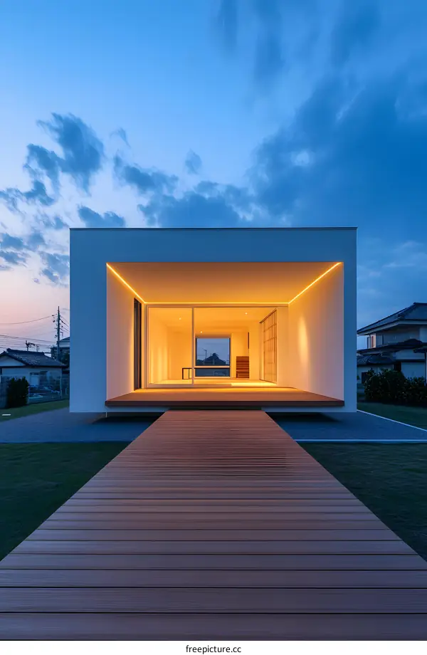 Modern Japanese House with Wooden Deck and Minimalist Design