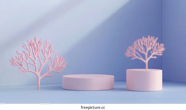 Pink Coral Tree Display Stand Minimalist