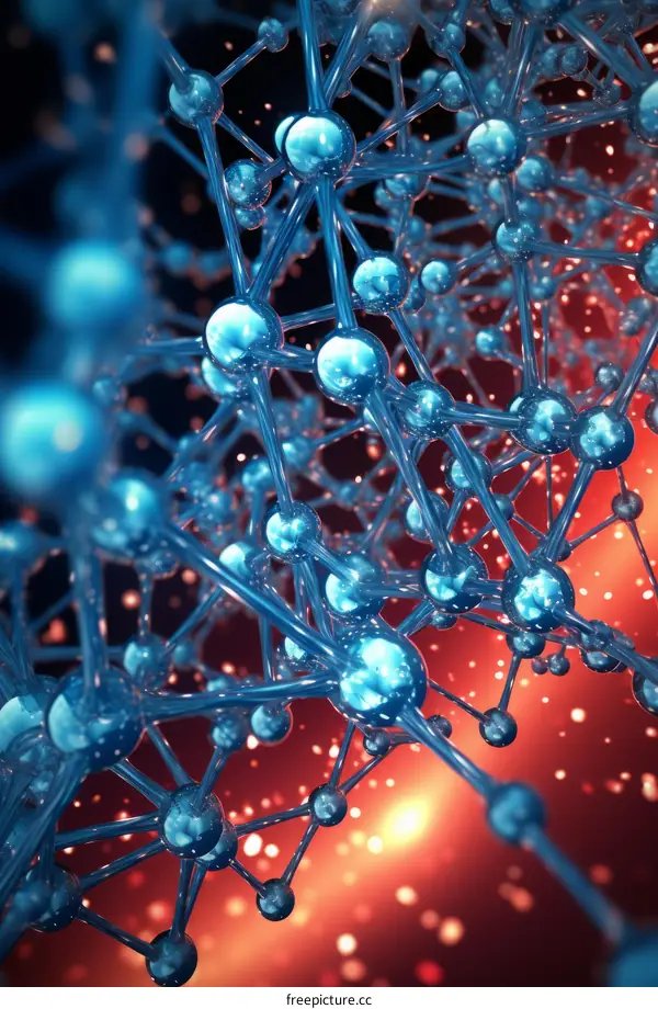 Abstract Atom Structure with Blue and Red Elements