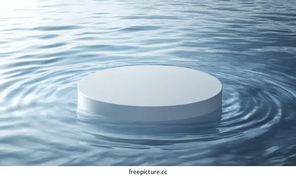 Abstract White Circle Platform on Rippled Water