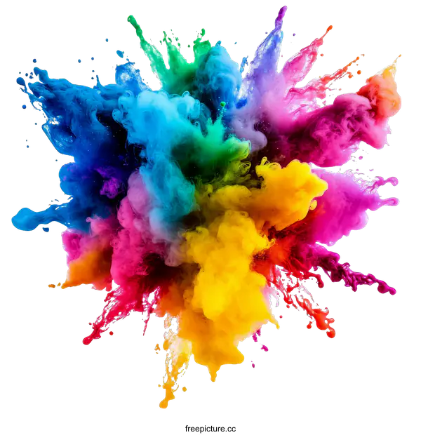 [Transparent Background PNG]Abstract Colorful Ink Explosion Art