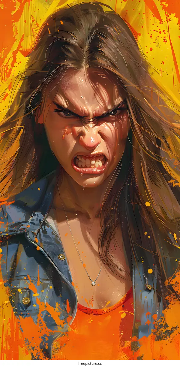 portrait of a fierce looking woman