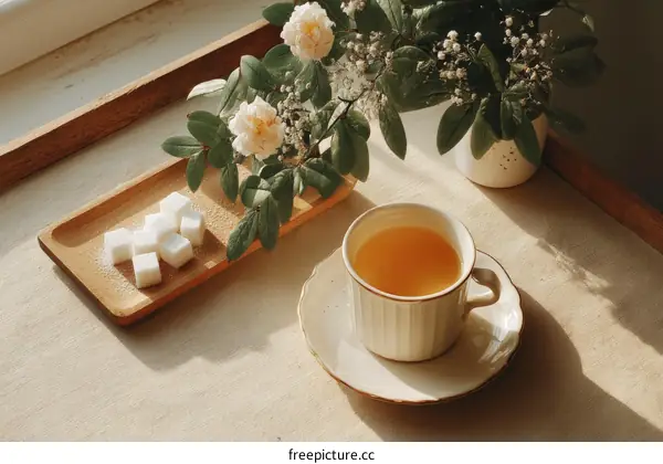 Simple Afternoon Tea Set with Flowers