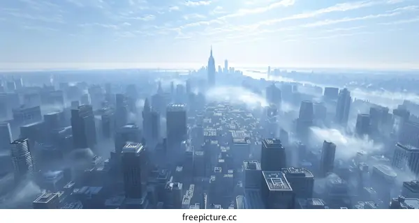 Aerial View of a Futuristic Cityscape