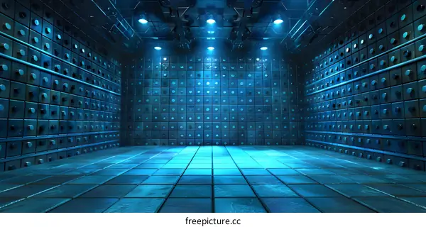 Blue Room with Tiles and Spotlights