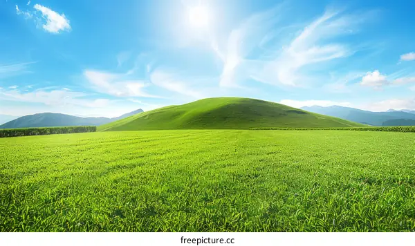 Green Rolling Hills and Blue Sky