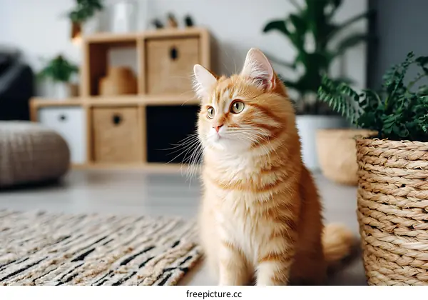 Ginger Cat in a Cozy Home Interior