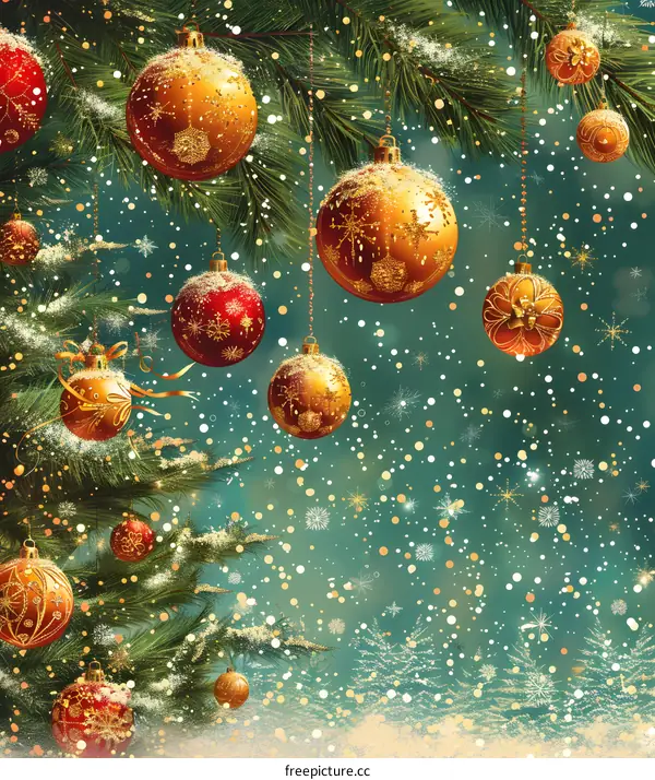 Christmas ornaments hanging on a Christmas tree