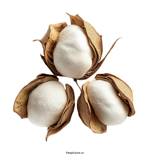 [Transparent Background PNG]Closeup of Dried Cotton Bolls
