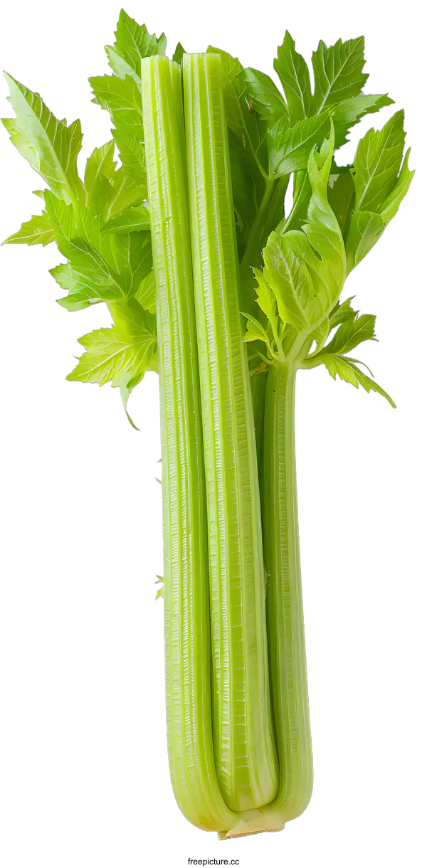 [Transparent Background PNG]Fresh Green Celery Stalks with Leaves