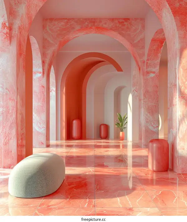 Pink Archway Interior Design Illustration