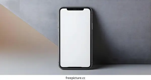 Blank Screen Smartphone On A Gray And Beige Background