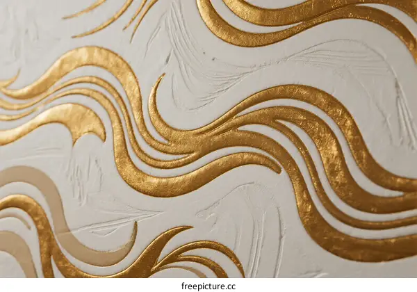 Elegant Gold Swirls on White Background Abstract Artwork