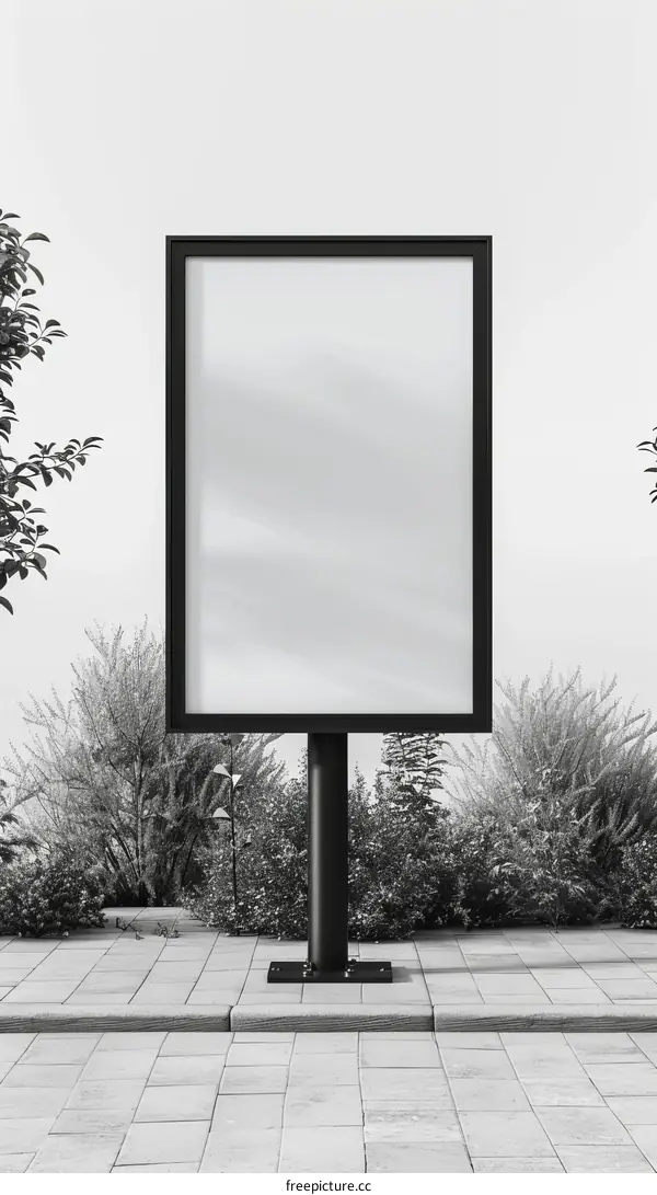 Blank Black Billboard Mockup in City Park