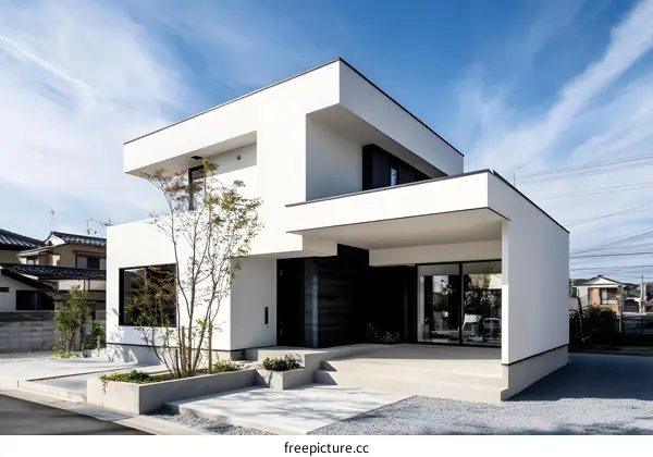 Modern Minimalist White House with Black Accents