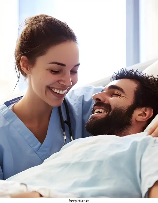 Smiling Nurse Caring for a Happy Patient
