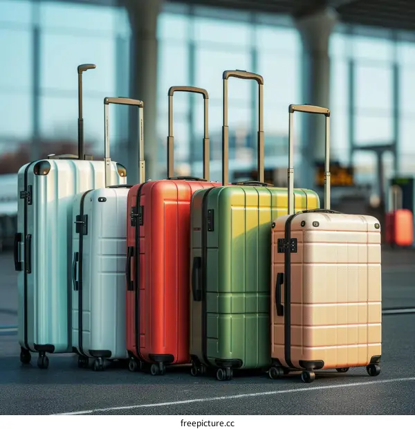 Four suitcases in a row