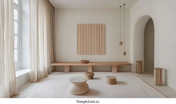 Minimalist Interior Design with Wooden Furniture and Natural Light
