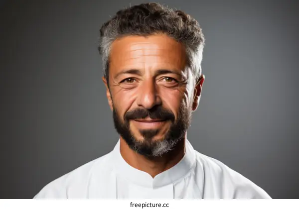 Portrait of a middle-aged man with gray hair and a beard