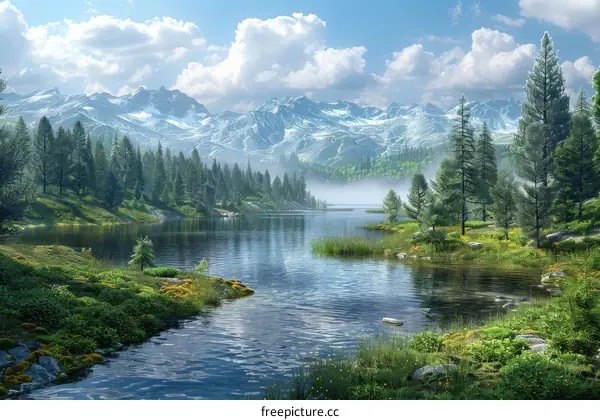 Scenic Mountain Lake with Trees