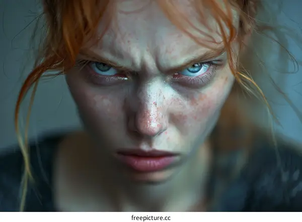 Close Up Portrait of an Angry Woman