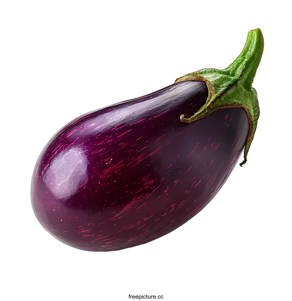 [Transparent Background PNG]Single Ripe Eggplant on White Background