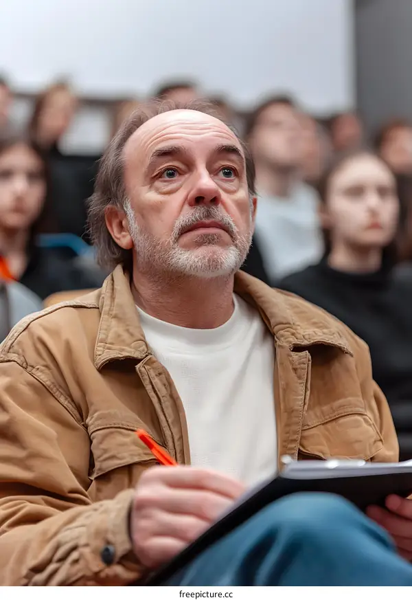 Attentive Senior Man Taking Notes in a Meeting
