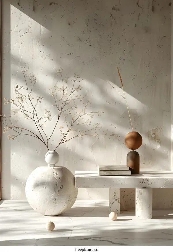 Still life with vase, book and decorative objects