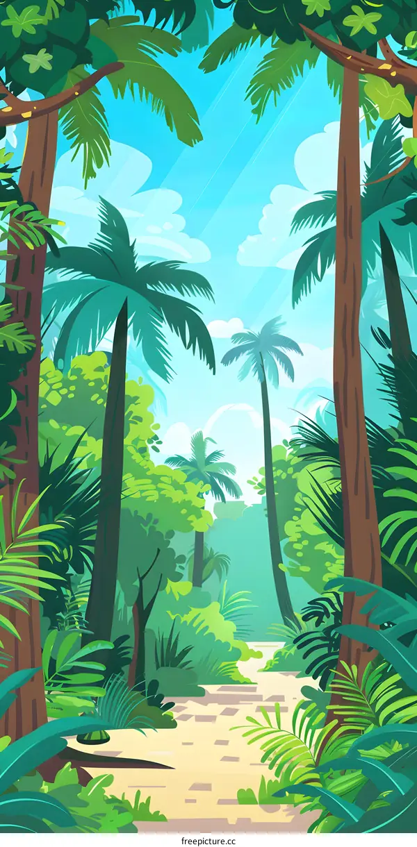 Tropical Rainforest Landscape With Lush Greenery