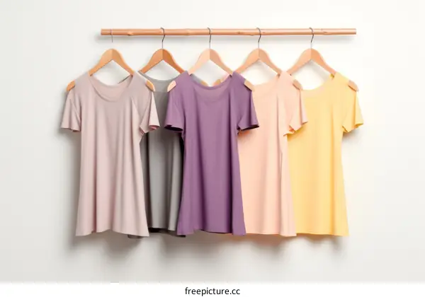 Clothes rack with a variety of t-shirts